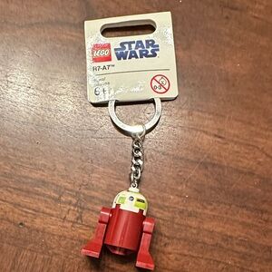 Star Wars Red R7-A7 LEGO Keychain with White and Lime Accents